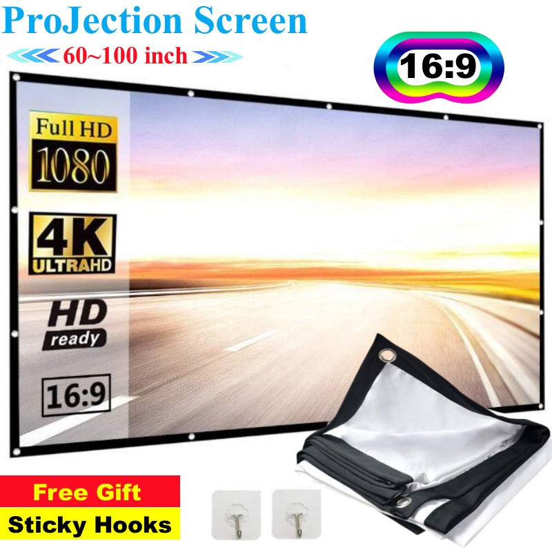 Home Cinema Blanc - Schermo per Proiettore 16:9, Schermo di
