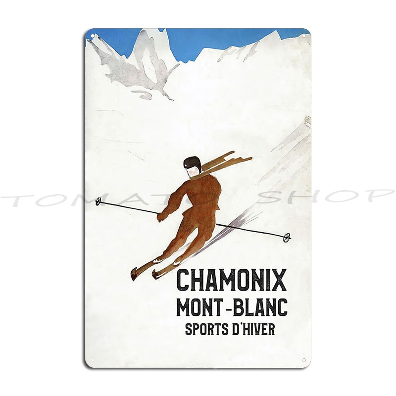 Home Cinema Blanc - Poster Vintage Chamonix Mont Blanc Sci