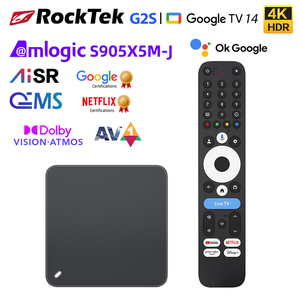 RockTek G2S UHD Google TV Box  - Home Cinema Google recensione e prezzo