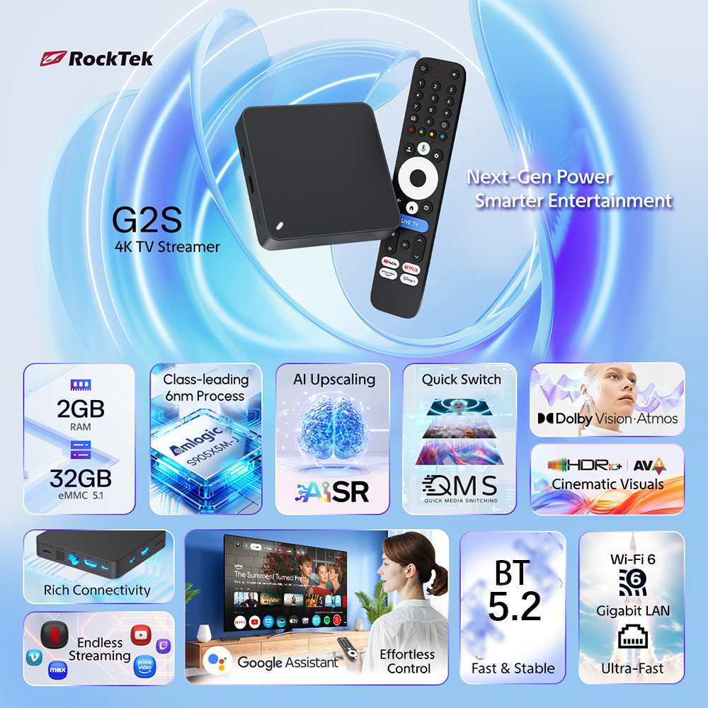 RockTek G2S UHD Google TV Box  - Home Cinema Google recensione e prezzo