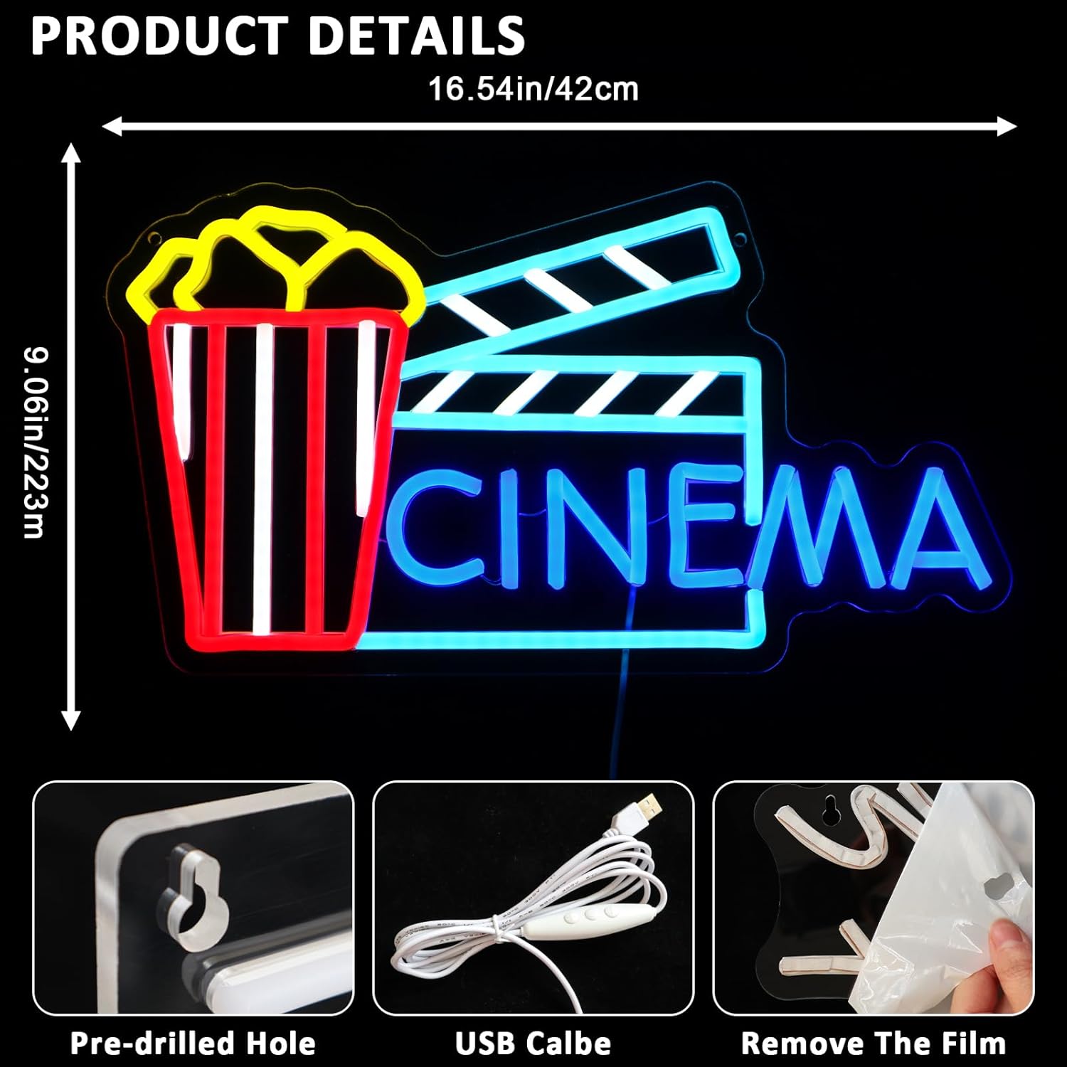 Insegna al Neon Cinema, Luce d - Home Cinema Wall Lights recensione e prezzo