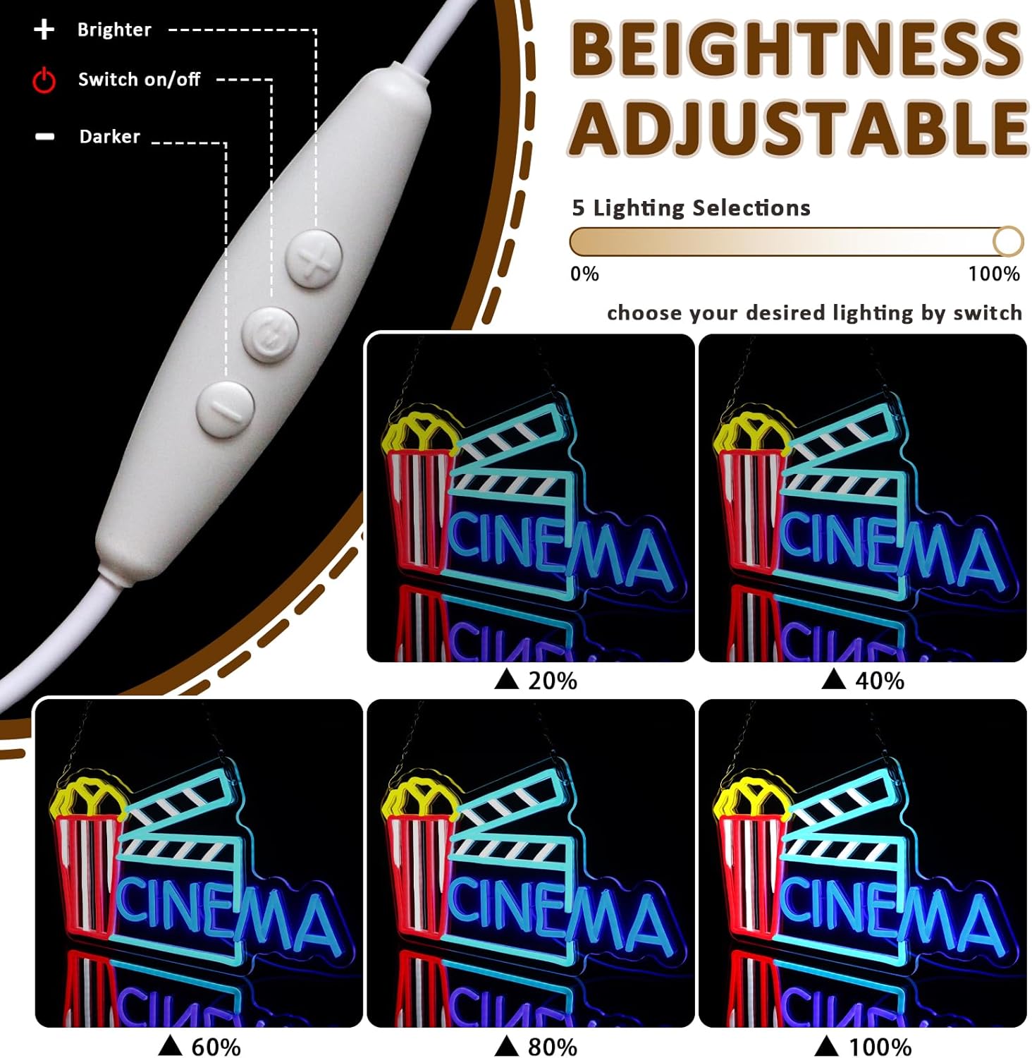 Insegna al Neon Cinema, Luce d - Home Cinema Wall Lights recensione e prezzo
