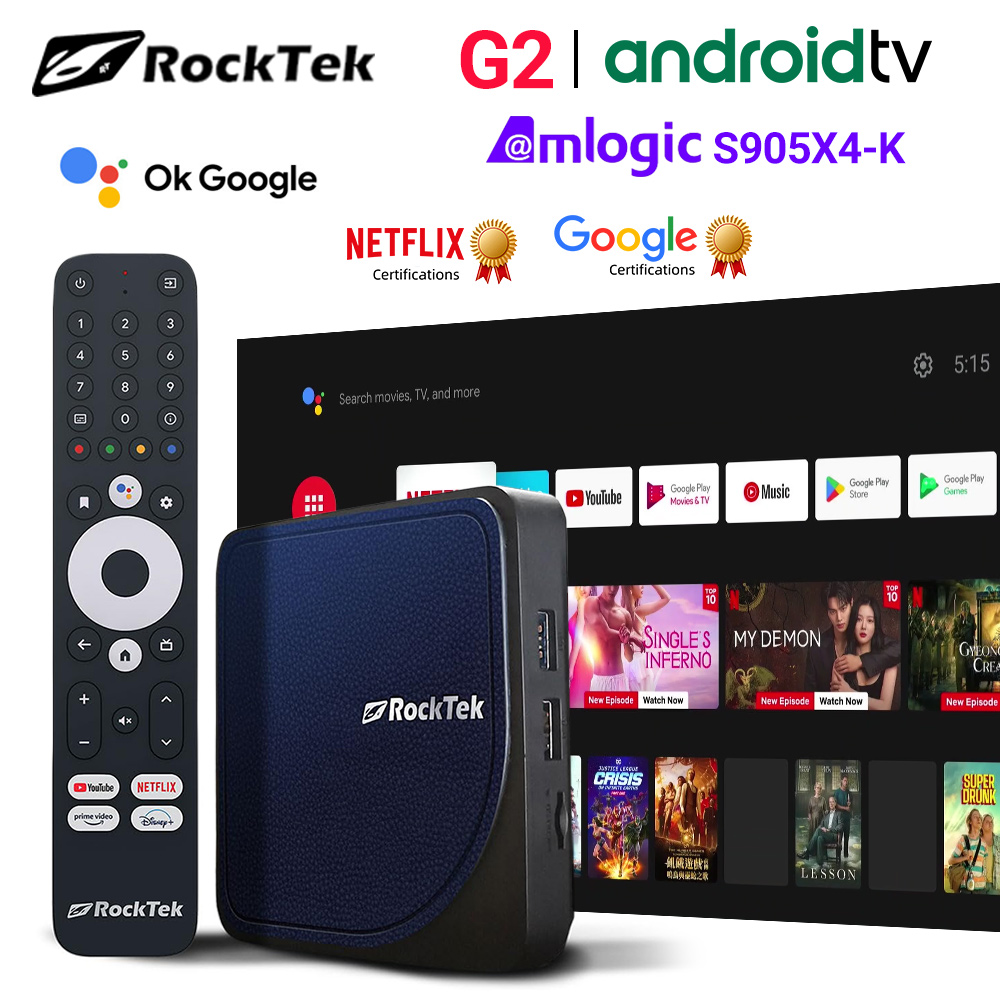 RockTek G2 4K AndroidTV 14 Str - Home Cinema Google recensione e prezzo